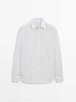 Slim fit pinstripe poplin shirt