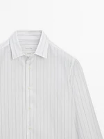 Slim fit pinstripe poplin shirt