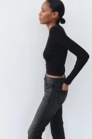 FLARED CROPPED HIGH WAIST TRF JEANS