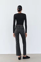 FLARED CROPPED HIGH WAIST TRF JEANS