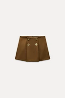 BUTTONED BOX PLEAT SHORT SKIRT