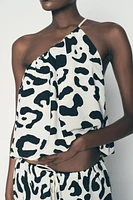 PRINTED ASYMMETRICAL BALLOON TOP