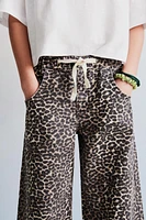 ANIMAL PRINT DRAWSTRING PANTS