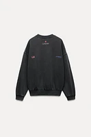 WASHED EFFECT TEXT SWEATSHIRT