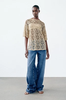 KNIT TOP WITH METALLIC THREAD