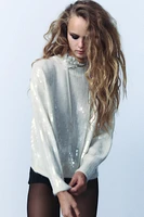 ALPACA AND WOOL BLEND OVERSIZED SEQUIN SWEATER