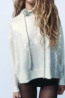 ALPACA AND WOOL BLEND OVERSIZED SEQUIN SWEATER