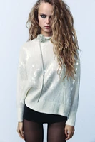 ALPACA AND WOOL BLEND OVERSIZED SEQUIN SWEATER