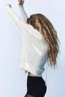 ALPACA AND WOOL BLEND OVERSIZED SEQUIN SWEATER