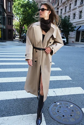 ZW COLLECTION OVERSIZED WATER REPELLENT TRENCH COAT