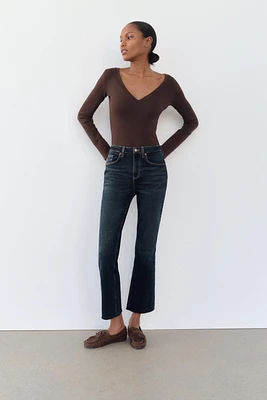 FLARED CROPPED HIGH WAIST TRF JEANS