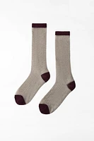 CONTRASTING RIBBED SOCKS WITH METALLIC THREAD