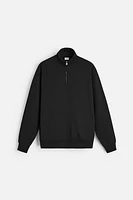 ZIPPERED COLLAR HEAVY WEIGHT SWEATSHIRT