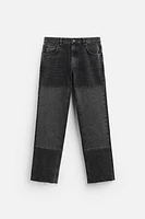 FLARED FIT PATCH JEANS