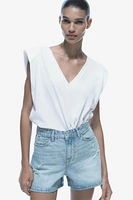 SHOULDER PAD V-NECK TOP