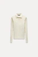 RIBBED POLO NECK SHIRT