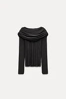 TULLE DRAPED COLLAR TOP