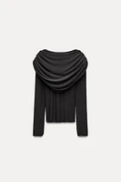 TULLE DRAPED COLLAR TOP