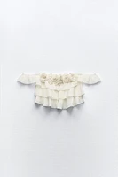 TEXTURED FLOWER COTTON GAUZE TOP