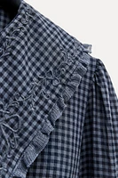 BIB COLLAR GINGHAM SHIRT