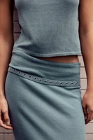 MIDI SKIRT WITH METAL EYELETS