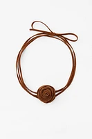 SUEDE LEATHER FLOWER CORD NECKLACE