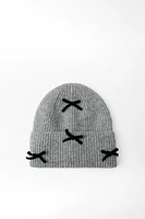 VELVER BOW KNIT BEANIE