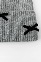 VELVER BOW KNIT BEANIE