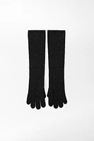 LONG SHINY KNIT GLOVES