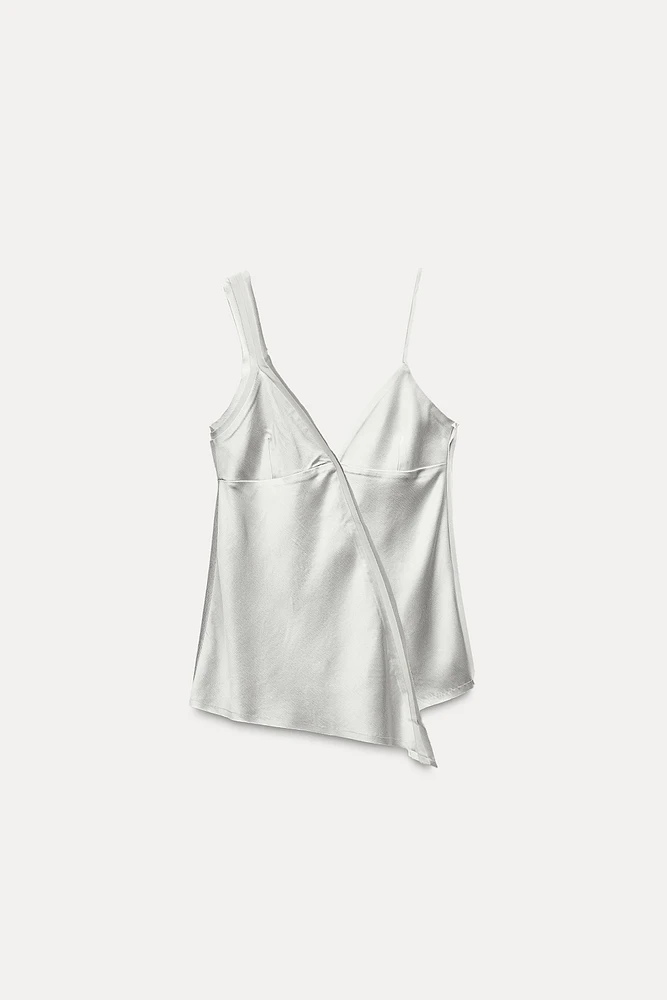 ASYMMETRICAL SATIN EFFECT TOP