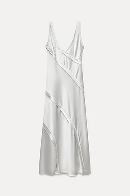 LONG SATIN EFFECT DRESS