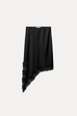 SATIN EFFECT LACE SKIRT ZW COLLECTION