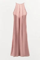 SATIN EFFECT HALTER DRESS