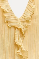 RUFFLED PLEATED ASYMMETRIC DRESS