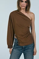 WASHED EFFECT ASYMMETRIC TOP