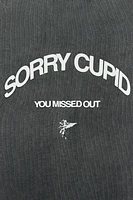 CUPID TEXT PRINT WASHED EFFECT T-SHIRT