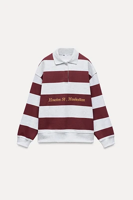 VARSITY POLO COLLAR SWEATSHIRT