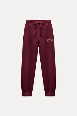 EMBROIDERED VARSITY PANTS