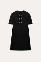 BUTTONED SHORT SLEEVE DRESS