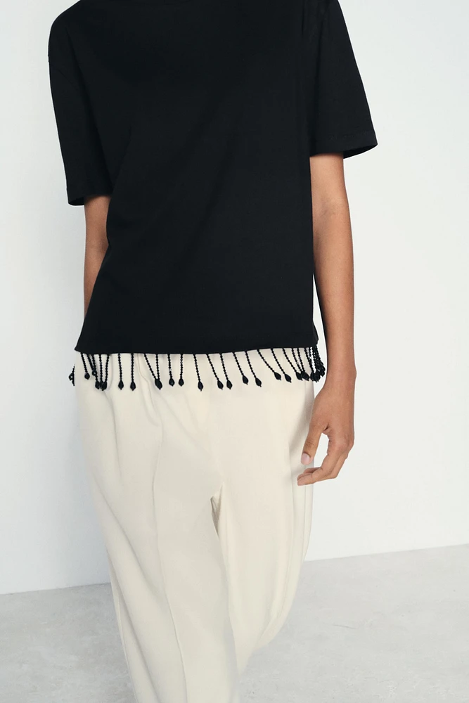 FRINGED JEWEL T-SHIRT