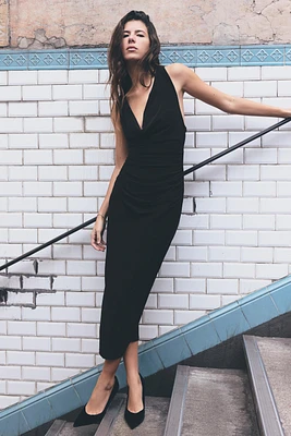 MIDI DRESS WITH BACK KNOT