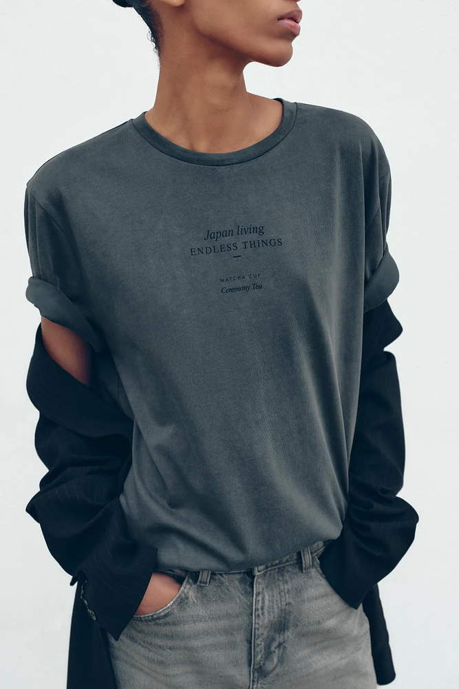 WASHED T-SHIRT WITH TEXT