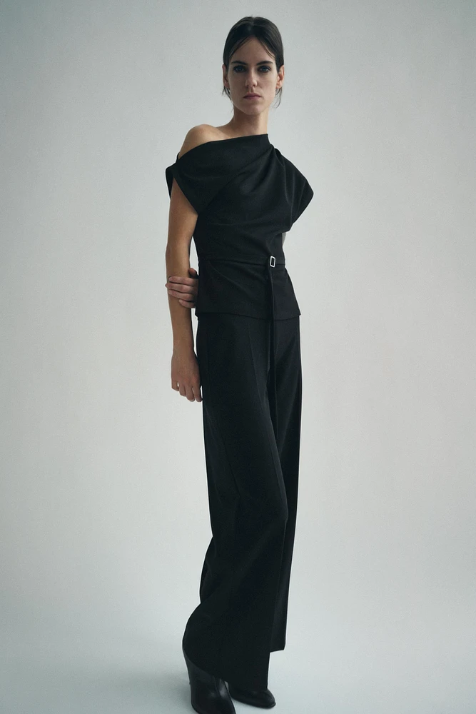 WIDE LEG CREPE PANTS