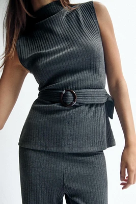 BELTED RIB TOP