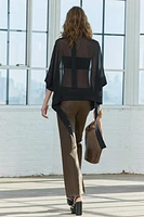 SEMI-SHEER RIBBONS CAPE TOP