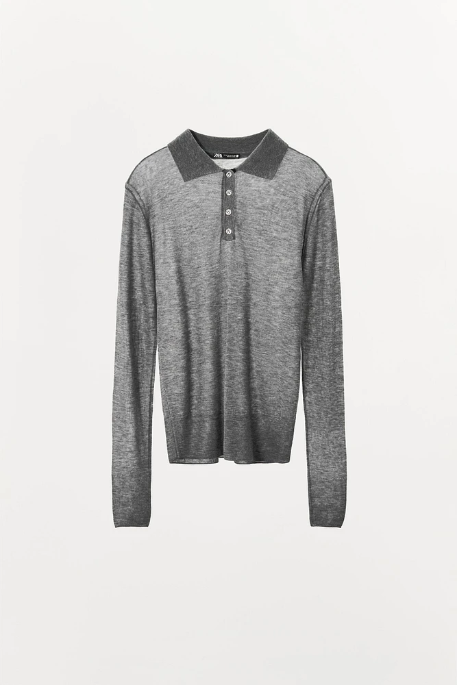 100% WOOL PLAIN POLO SHIRT