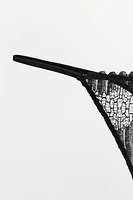 PLEATED LACE THONG