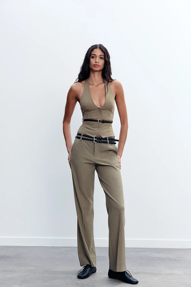 LOW-RISE DOUBLE BELT PANTS