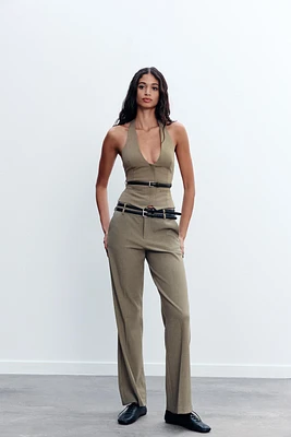 LOW-RISE DOUBLE BELT PANTS