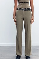 LOW-RISE DOUBLE BELT PANTS